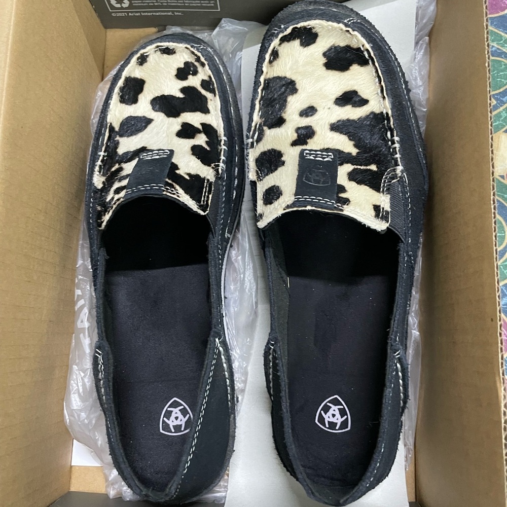 Ariat Women's Black and Cream Animal Print Loafers